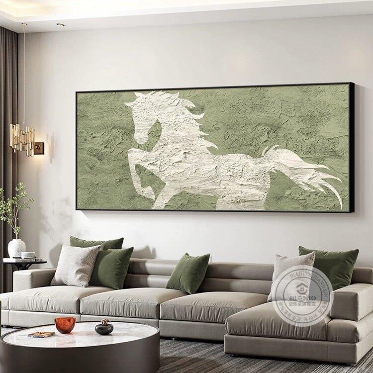 马到成功客厅装饰画现代简约沙发背景墙挂画骏马图办公室大气壁画
