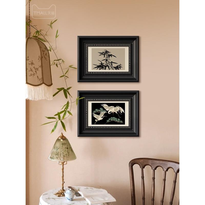 式复古风2024新款美室卧装饰画床头画竹子CVY房间主餐卧客厅厅玄