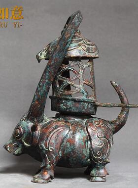彷古青铜器牛灯古代宫廷宫灯铜灯灯具家居工艺品摆饰灯展展品古玩