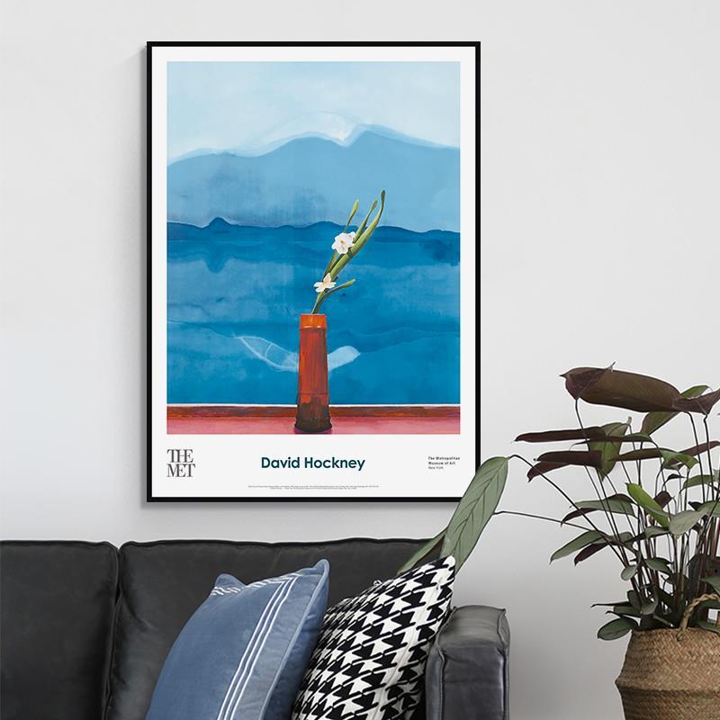 鳟鱼大卫霍克尼富士山画北欧卧室床头装饰画客厅餐厅挂画简单壁画图片