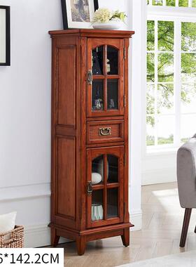 9U美式全璃靠实木单门玻酒柜墙家简约客厅立柜用DMX储物酒柜餐边