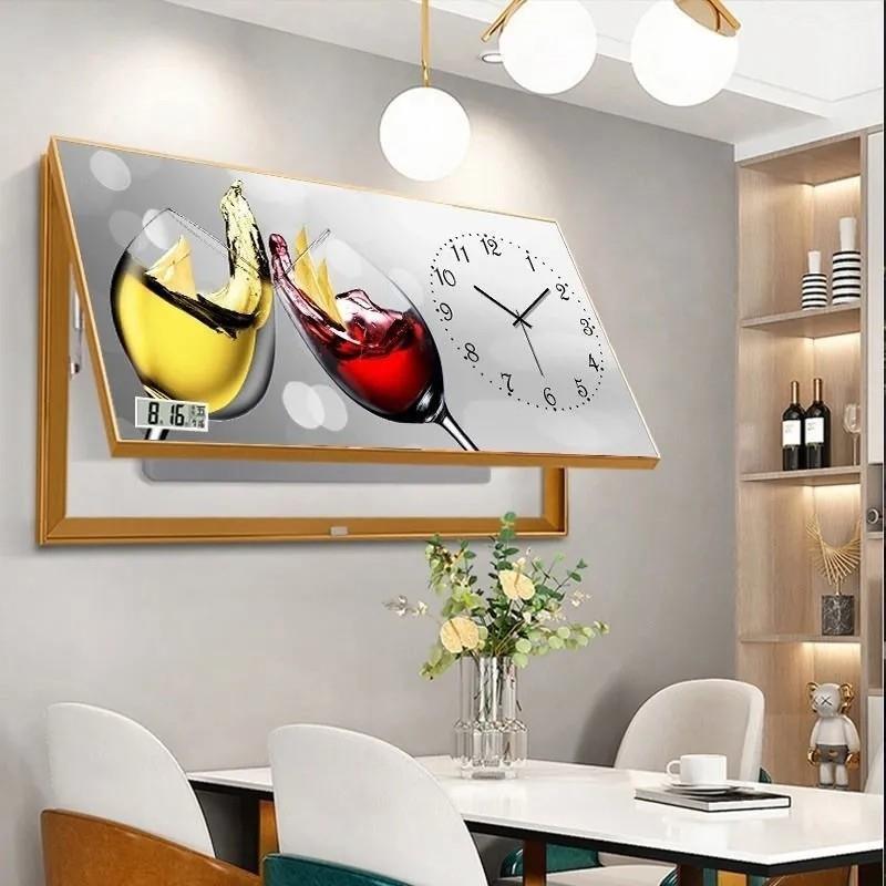 电万年历电子钟餐表XY849833配电箱上翻挂客厅家用钟现代轻奢厅遮