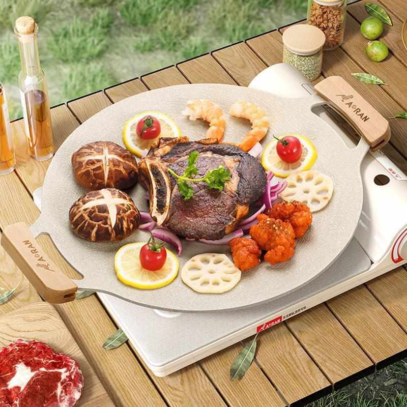奥然户外麦饭石卡式炉烤肉盘烧烤锅韩式铁板烧电磁煎烤盘家用
