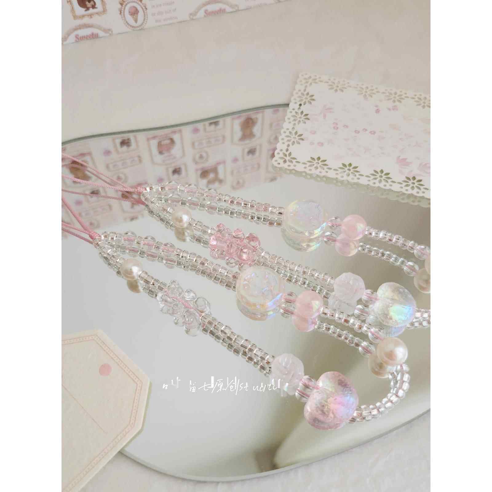 浮动镜*原装串珠手机挂绳Ccd相机炼夏季公交卡金属质感DIY手机炼