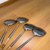 传统老式 不锈钢炒菜铲 小号木制铁锅铲 中式 木柄锅铲