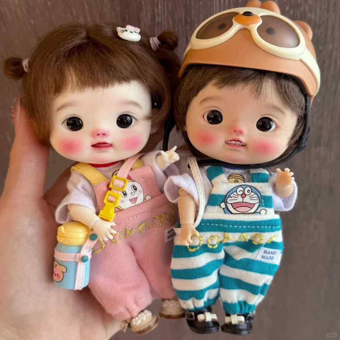 BJD1/12大头娃娃点弟点妹 带妆裸娃ob11小布人形裸关节可动树脂