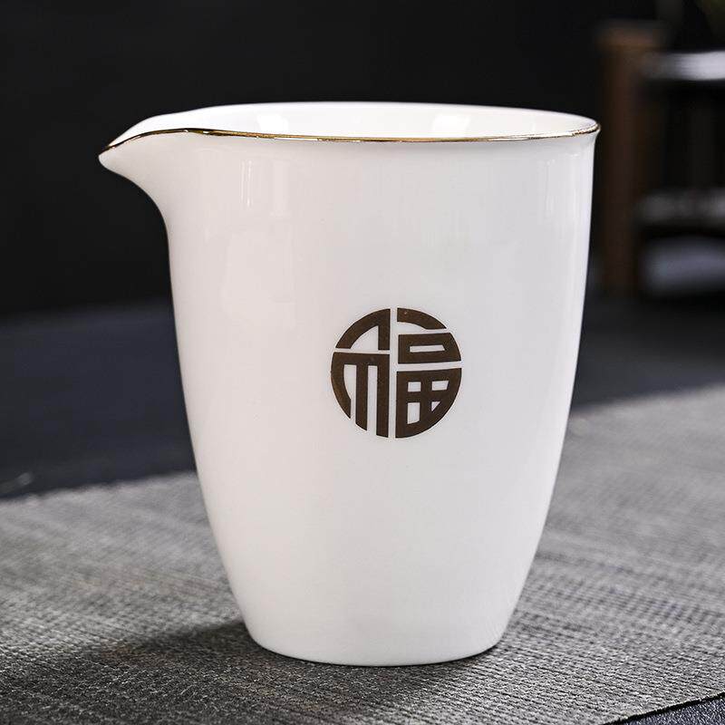 晟翔新品高档陶瓷羊脂玉白瓷杯子万福盖碗10头茶具套装功夫公道杯