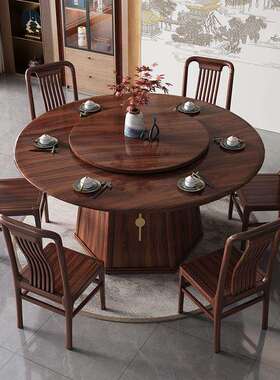 乌金餐木家用大桌1.51.8小代户型实木吃饭桌yt-w806现轻奢圆餐米