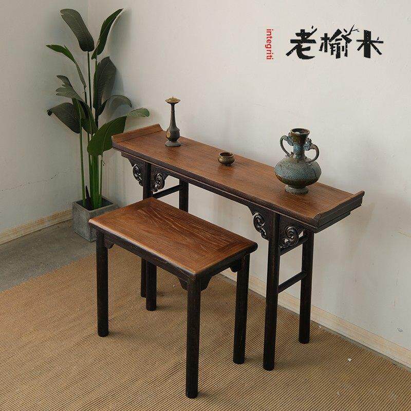 新中式老榆木供台香案家用佛台财神桌条案实木神台供桌翘头案定制