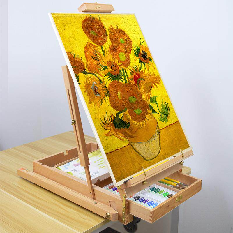 红榉木拉杆式油画箱榉木画箱箱油画油架木质油画实木油538画箱