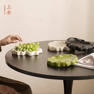 创意刺身陶瓷盘子欧式 上金不规则陶瓷盘日式 摆拍日料点心家用餐盘