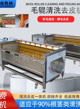 山药农产品加工奥舜生姜土豆毛辊清洗设备去除表面泥土