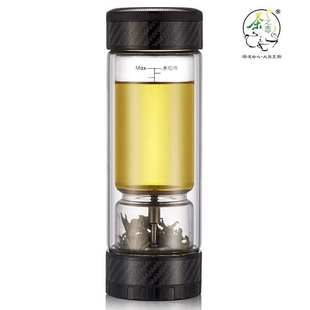 茶水分离泡茶杯男便携商务水杯高档双层过滤玻璃杯子 茶之恋臻钛版