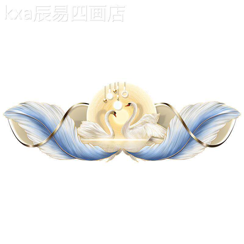 网红现代轻奢卧装饰主卧床头级感挂壁灯室厅背景客墙抽高象天鹅