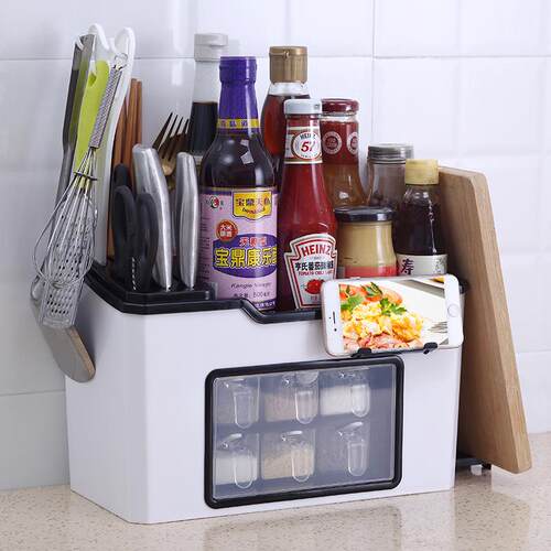 Kitchen Storage Rack, Seasoning Bottle Organizer, Multi-func