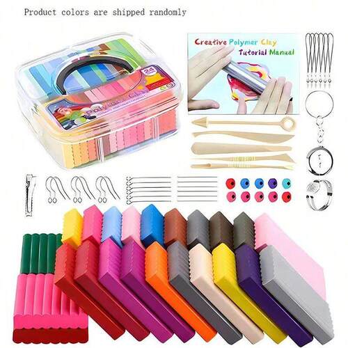 24 Color Polymer Clay Earring Making Kit For Arts And Crafts