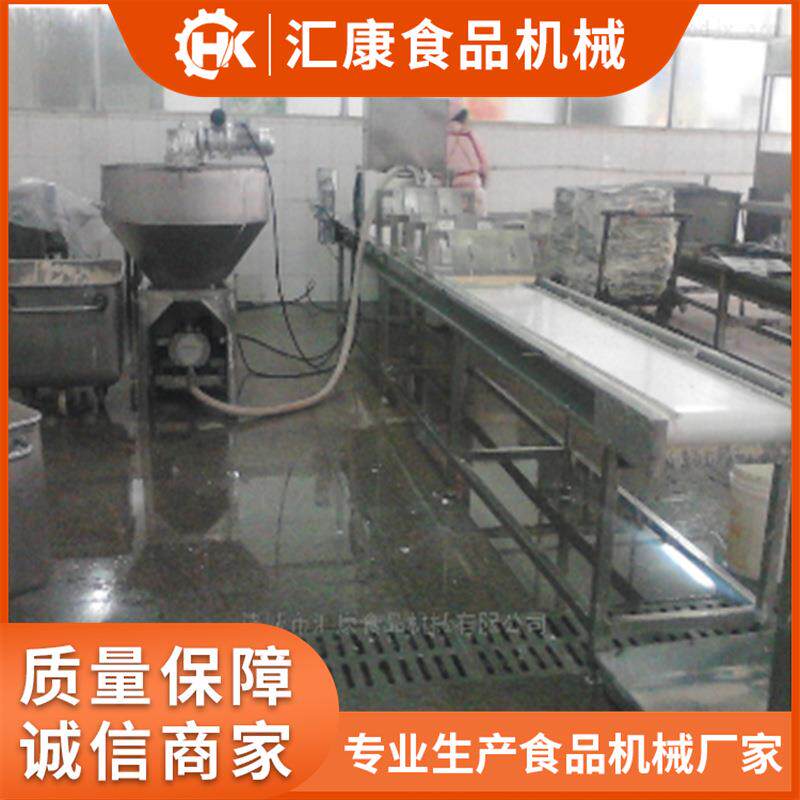 汇康千页豆腐去气泡自动抹盘机 山楂糕装盘机气 拉丝蛋白罐装设备