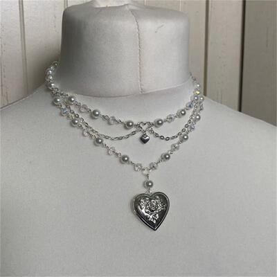 Pearls Butterfly Heart Fairycore Choker NecklacePixie Fairyc