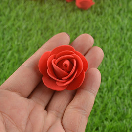 3.5cm仿真泡沫PE玫瑰花朵手工装饰花花环用花假花小花头100个