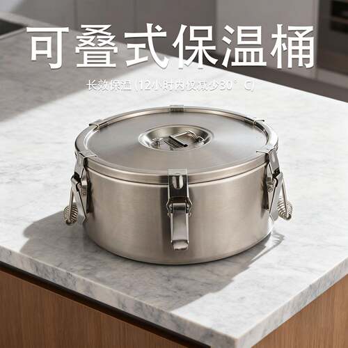 商用摆摊豆浆桶大容量加厚304不锈钢平盖可叠式保温桶汤桶