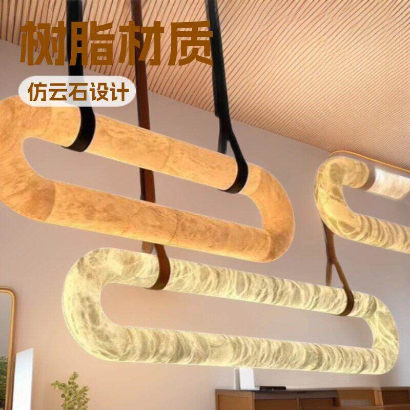 西班牙云石餐厅吊灯长方形设计师茶桌现极简吧台书房茶室全铜灯