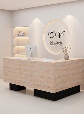 简约女装店铺收银柜台服装店转角吧台桌L形黑色柜台瑜伽店接待前