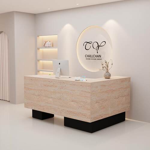 简约女装店铺收银柜台服装店转角吧台桌L形黑色柜台瑜伽店接待前