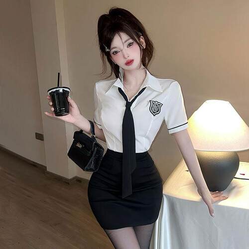工作服套装女夏季职业装气质修身短袖衬衣包臀裙空姐制服套装女夏
