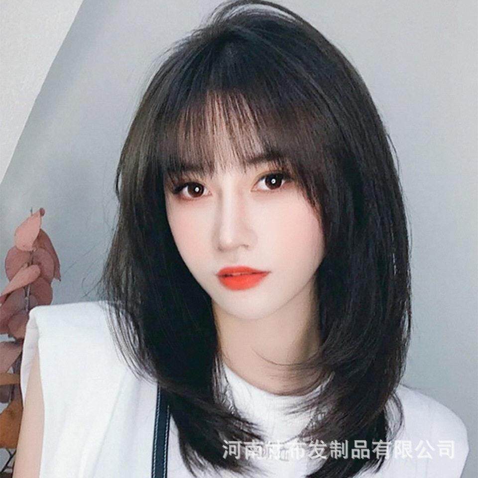 新款直销假发女长发层次锁骨发圆脸发型中长发内扣长直发全头套式
