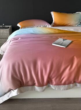 1渐变色春夏80S双面天丝四件套北欧风数码印花凉感被套床上用品1.