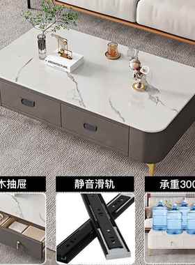 轻奢玻璃茶厅几简约组小型家用客现代61099方形储物茶桌软包户电