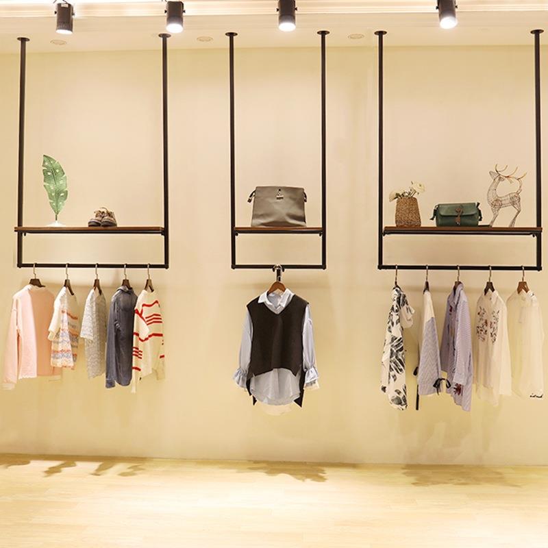 欧式简约服装展示架服装店墙上吊顶挂衣架多功能创意铁艺挂衣架