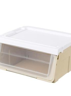 斜口箱开斜20738口翻盖式收纳周转床后备箱人偶下箱箱塑料掀盖整