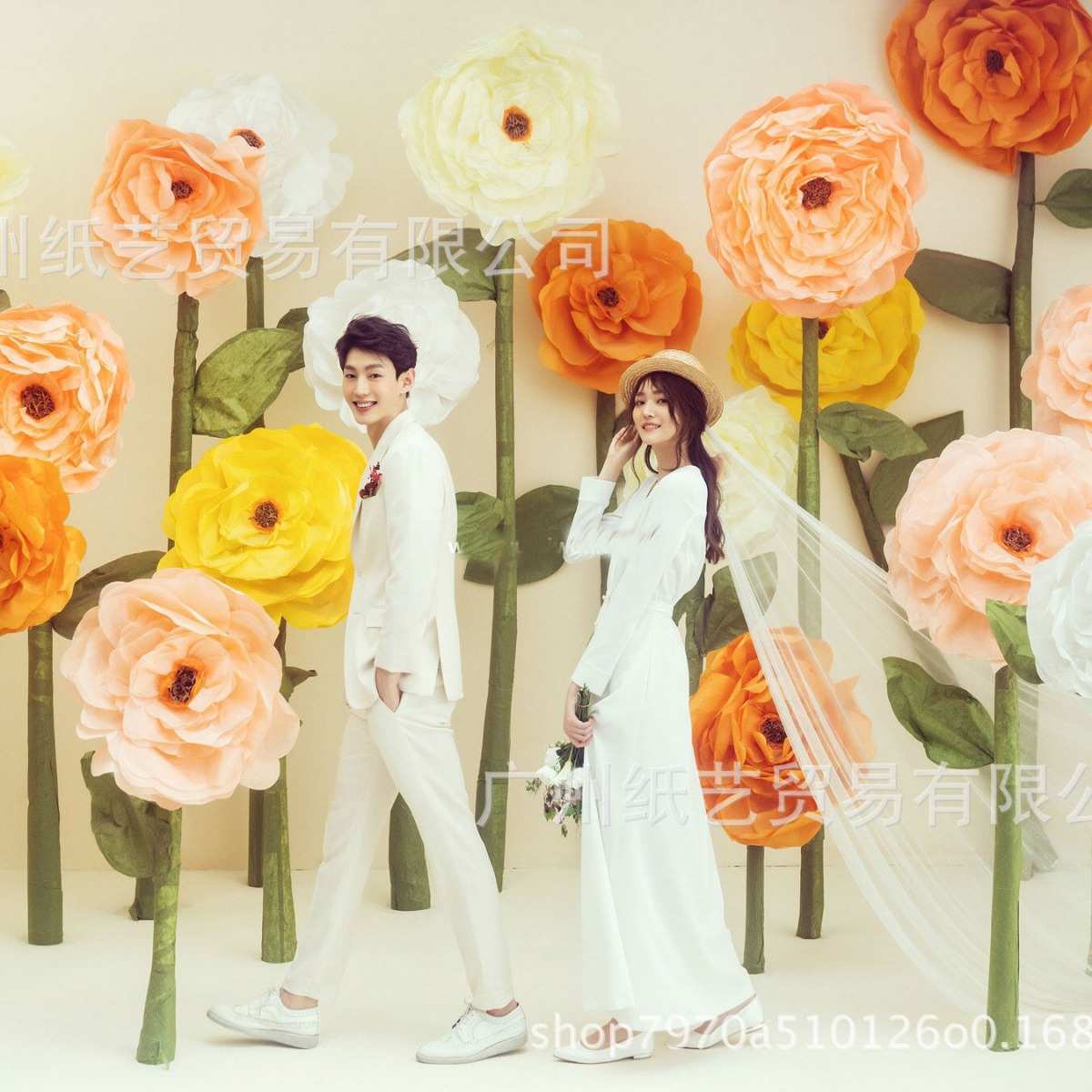 婚庆婚礼路引皱纹纸花道具用品手工花中秋节儿童生日派对装饰纸花