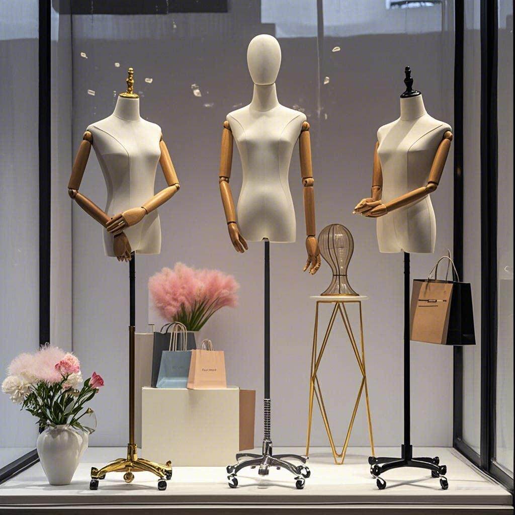 万向轮衣服模特道具女人偶半全身女装展示架服装店橱窗婚纱假人台