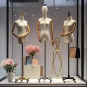 万向轮衣服模特道具女人偶半全身女装 店橱窗婚纱假人台 展示架服装