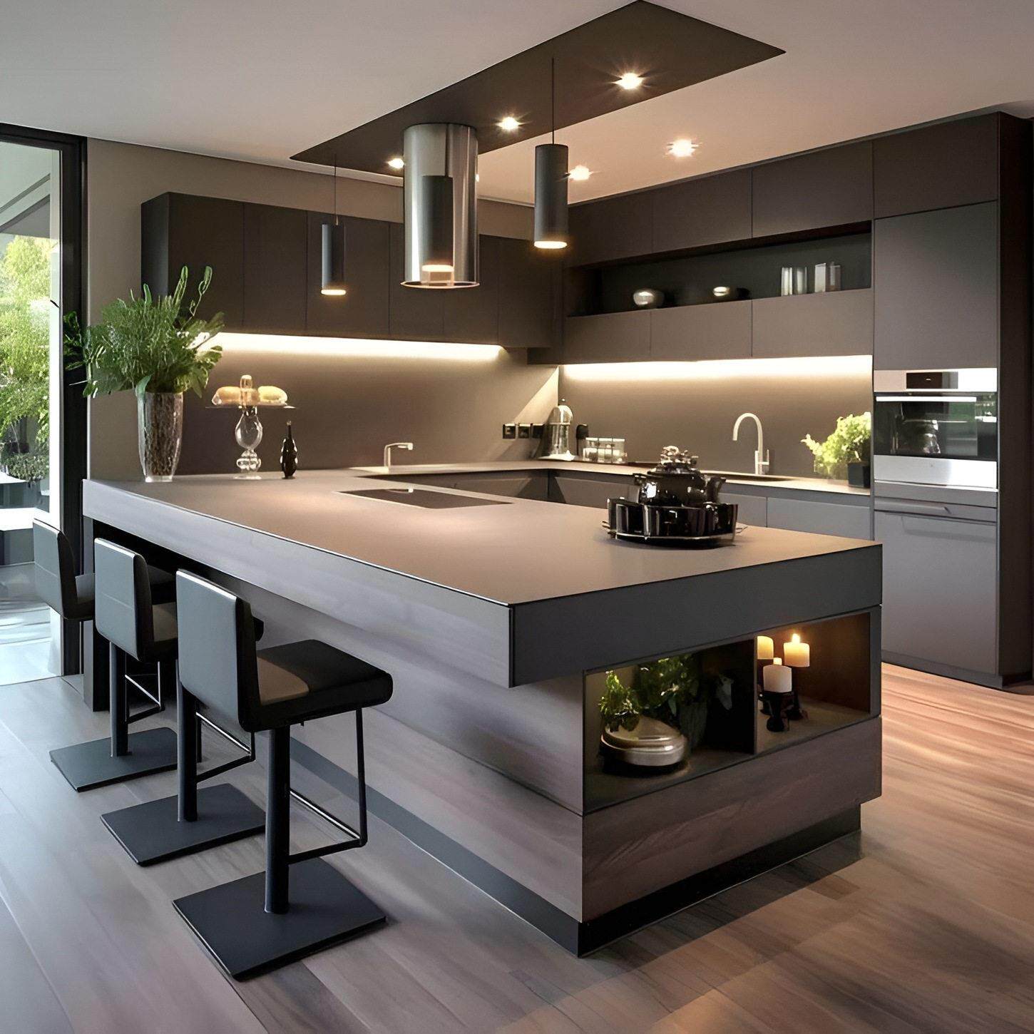 轻奢意式全屋定制整体橱柜整体系统柜别墅开放厨房整体橱柜定制爱