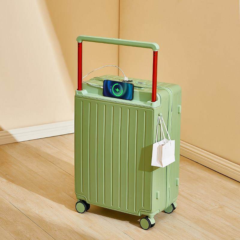 正品超大容量侧开 箱口行李行静音登可扩展20寸机箱翻盖拉杆箱女P