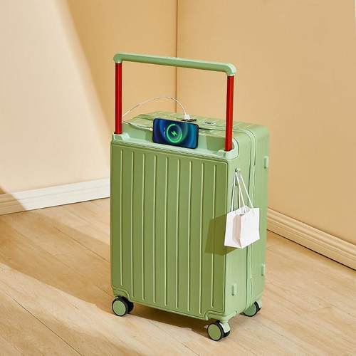 正品超大容量侧开 箱口行李行静音登可扩展20寸机箱翻盖拉杆箱女P