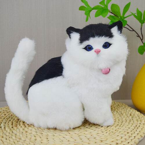 会叫仿真猫咪模型毛绒公仔儿童节玩具动物玩偶桌面摆件创意礼物
