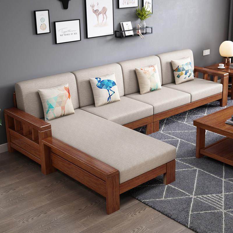 实木沙发简约现代新中式转角实木沙发家俱沙发农村经济客厅组合H,住宅家具,实木沙发,淘宝优惠券,粉丝福利购,淘宝优惠卷