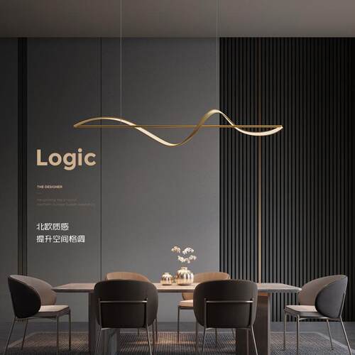 全铜现代简约餐厅吊灯轻奢餐桌吧台吊灯意式极简饭厅长条北欧灯具