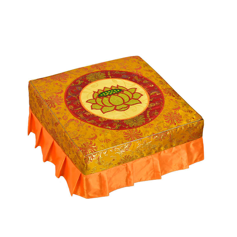 V45O拜垫套家用拜佛垫拆洗磕头跪垫套铜板花刺绣莲花方形蒲团换洗