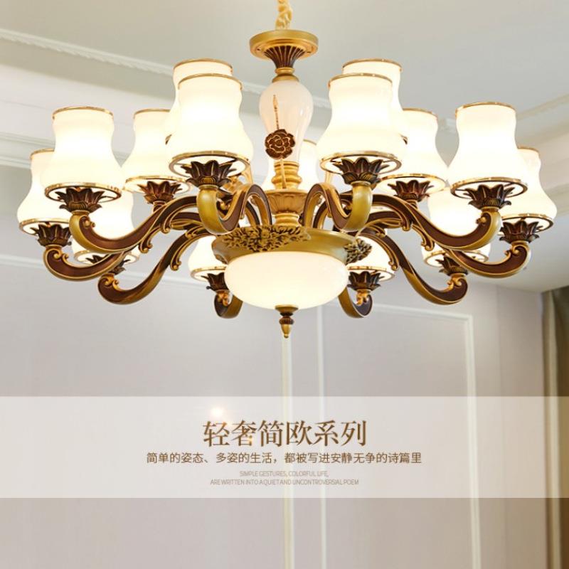 欧式吊灯客厅灯简约现代大气家用简欧锌合金吊灯奢华餐厅卧室灯具