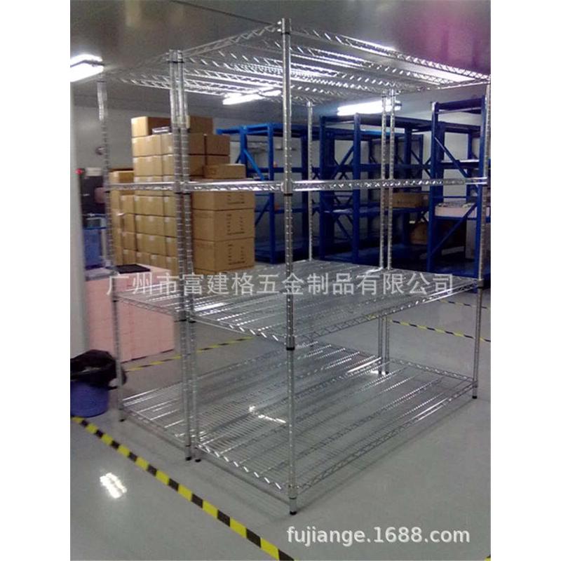 不锈钢货架仓库镀铬置物架防静电物料架家用铁架子带轮移动展示架