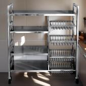 不锈钢菜篮子厨房多功能置物架落地移动多层微波炉锅具蔬菜收纳架