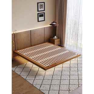 中古风无床头实木床小户型主卧法式覆古白蜡木床双人床高脚齐边床