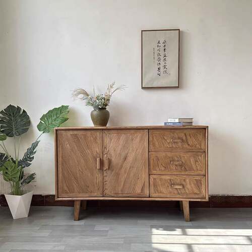 老榆木餐边柜实木中式茶室茶具收纳架客厅书房展示柜置物架