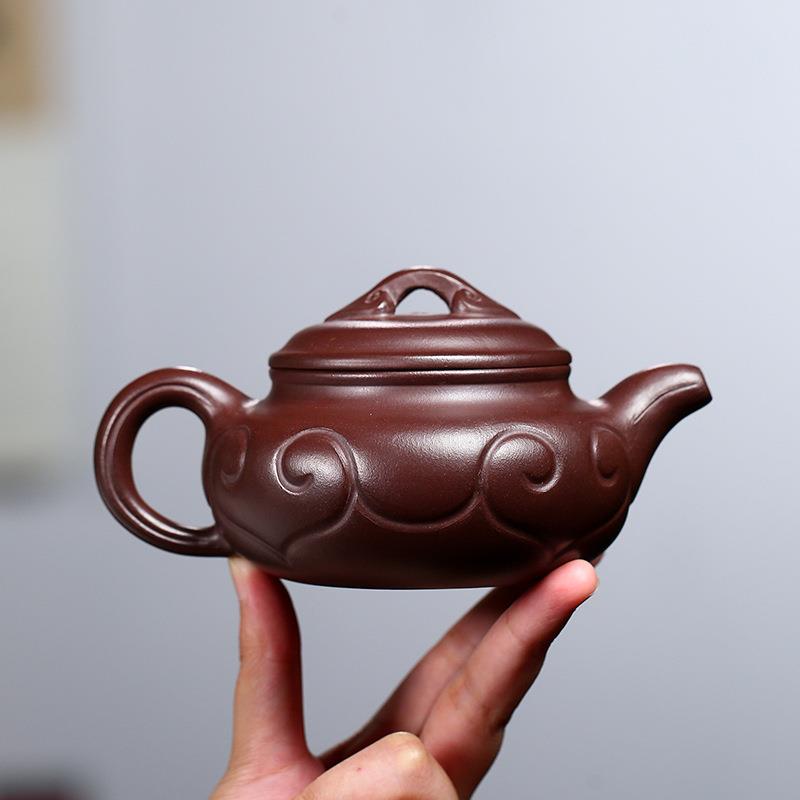 宜兴紫砂壶纯手工茶具原矿紫砂仿古如意家藏紫泥260精选红茶