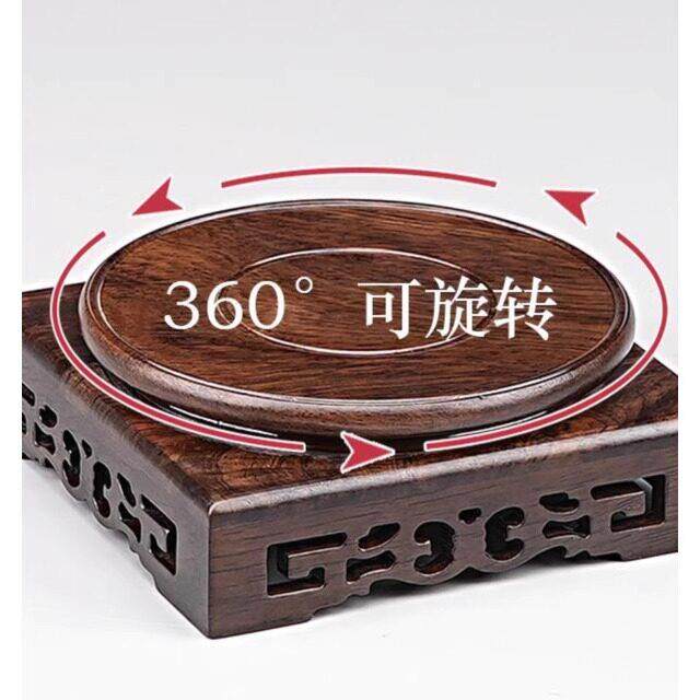 黑檀木实木中式天圆地方摆件底座可旋转雕刻工艺品花盆花瓶木托架